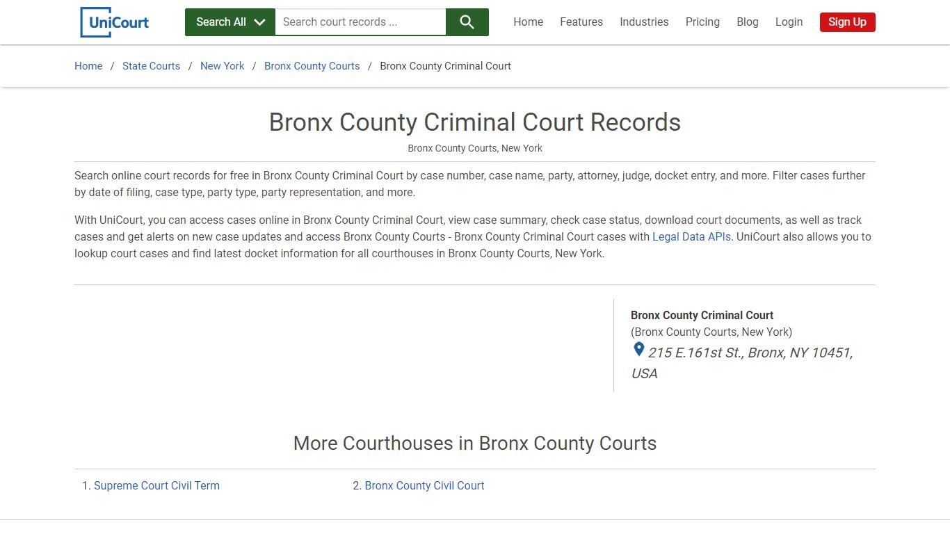 Bronx County Criminal Court Records | Bronx | UniCourt